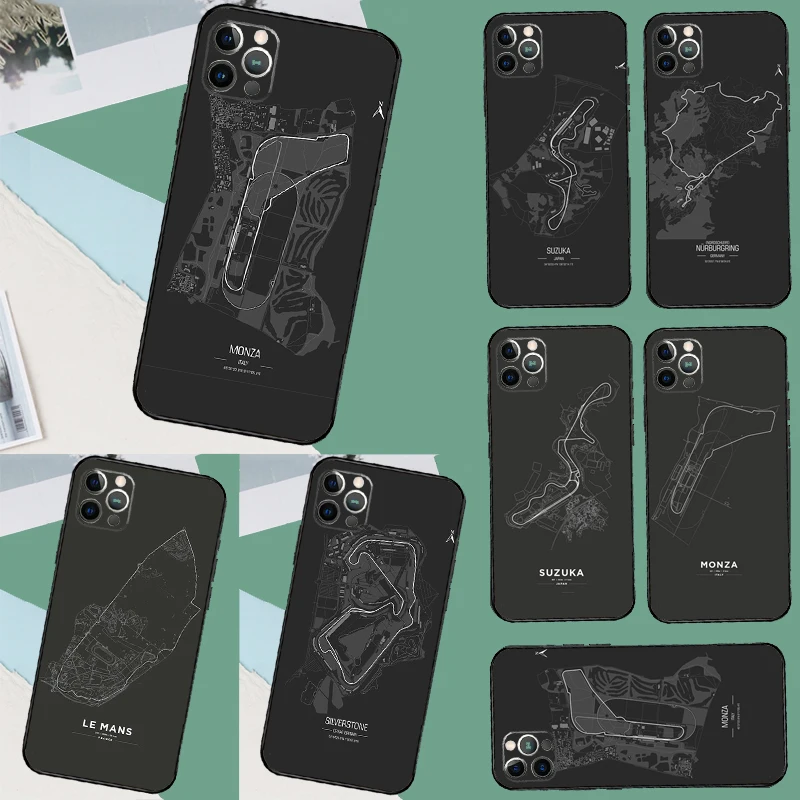 Racing F1 Tracks Circuits Case Per Iphone 15 Pro Max Plus 12 13 Mini 11 14 Pro Max Xs X Xr 7 8 Se 2020 2022 Cover
