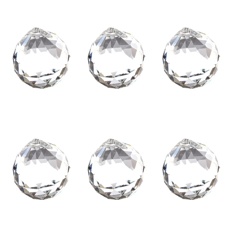 

6 Pcs 40MM Feng Shui Faceted Decorating Crystal Pendant Ball(Clear)