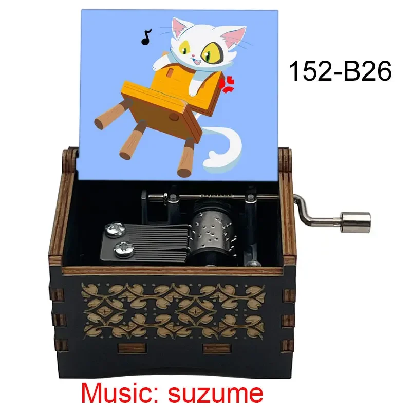 Anime Suzume Color Printing Hand-operated Type Wooden Music Box New Year's Gift for Friends Lovers Home Decoration Ornaments