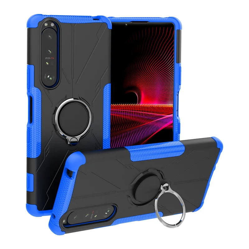 Funda Per Sony Xperia 10 5 1 Iv Iii Xqcq62B-Gc Custodie Per Cover Hybrid Hard Anti Drop Metal Ring Standing Protect Custodia Per Cellulare