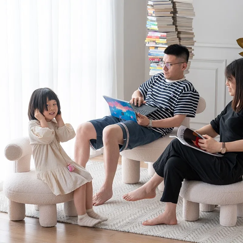 IHOME Lamb Cashmere Fabric Sofa Small Family Living Room Net Red Small Sofa Infantil Muebles Para Bebe Baby Kids Chair