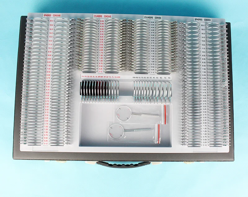 High Quality A Grade 266 Trial Lens Set Trial Lens Case 36.5 Full Size Lens Shiny Metal Rim Clear Axis Marking