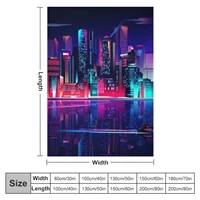 SYNTHWAVE CITY NIGHT LIGHTS Throw Blanket Sofa Blankets Blanket Fluffy 2