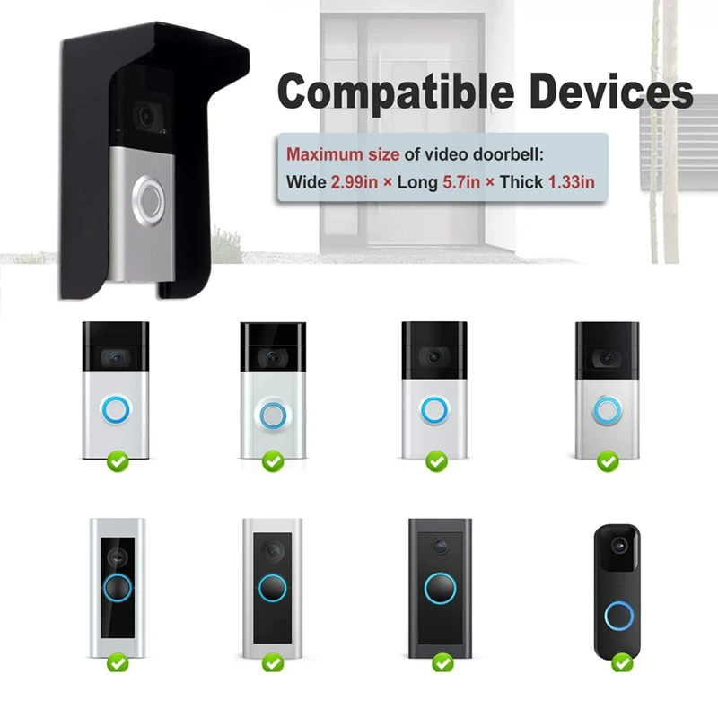 Doorbell Rain Cover Ring Doorbell Anti-Glare Cover Steel Weather-Blocking Cover Protection For Most Doorbells wireless doorbell cover