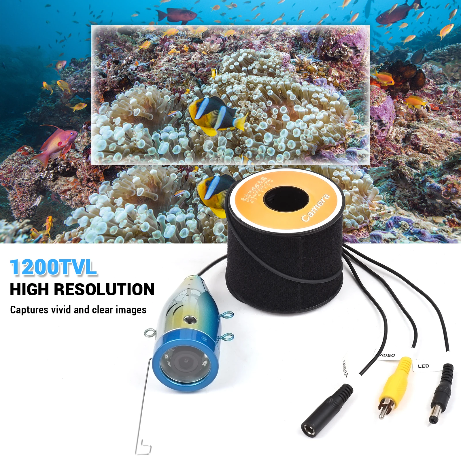 C-mera-de-pesca-subaqu-tica-com-luzes-LED-Fish-Finder-Cabo-imperme-vel ...