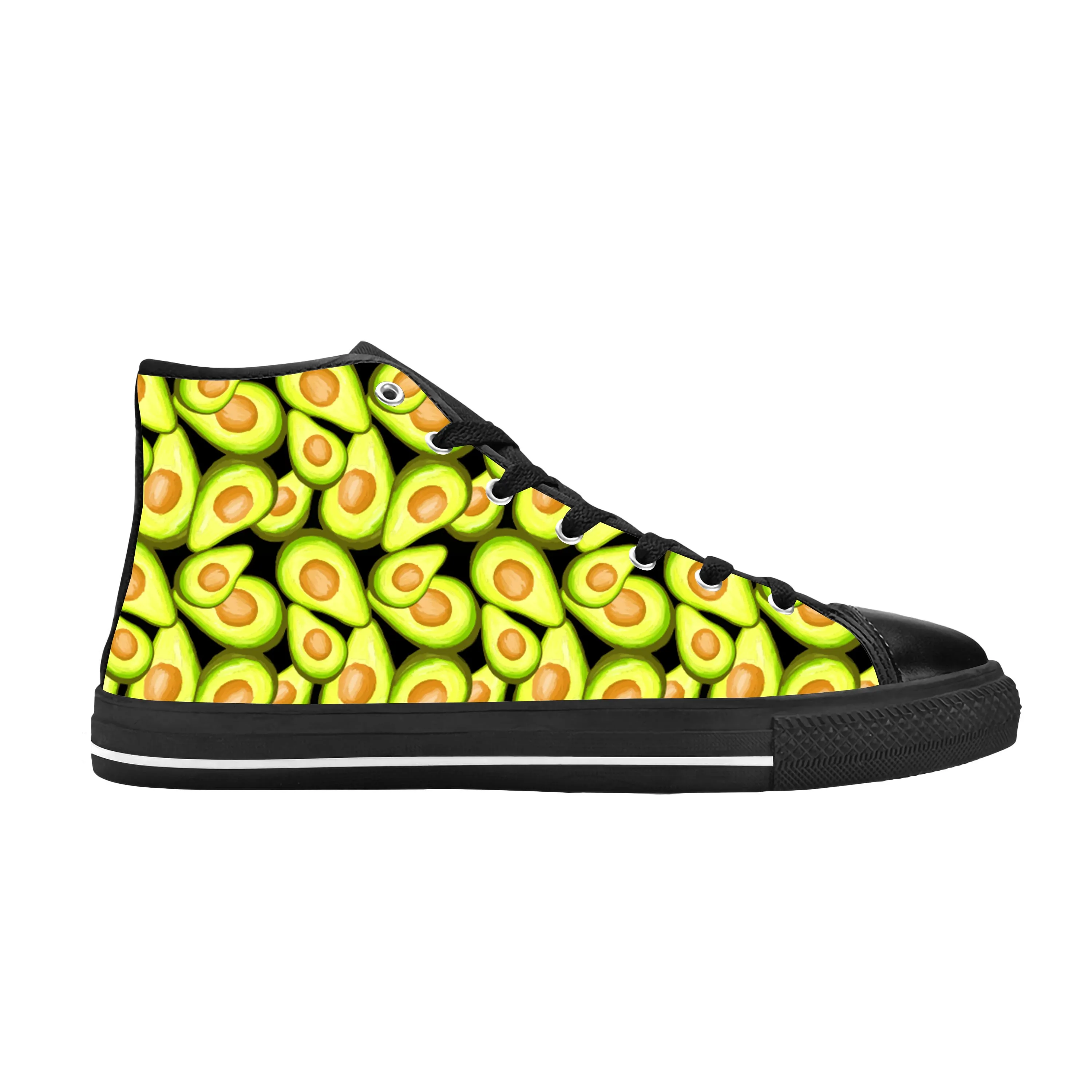 Avocado Pattern Fruit Anime Cartoon Manga Comic Casual Cloth Shoes High Top Comfortable Breathable 3D Print Men Women Sneakers