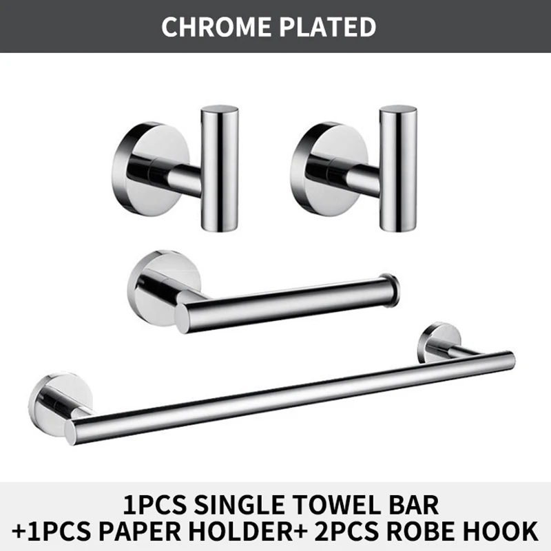 Badezimmer-Hardware-Set Sus 304 Edelstahl Wandhalterung Chrom Regal Handtuchhalter Toilettenpapierhalter Badetuch