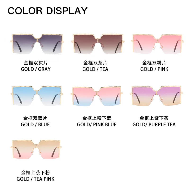 Übergroße Quadratische Sonnenbrille Frauen Männer Luxus Marke Vintage Metall Rahmen Sonnenbrille Driving Shades Reise Brillen Weibliche UV400 – Detail 7