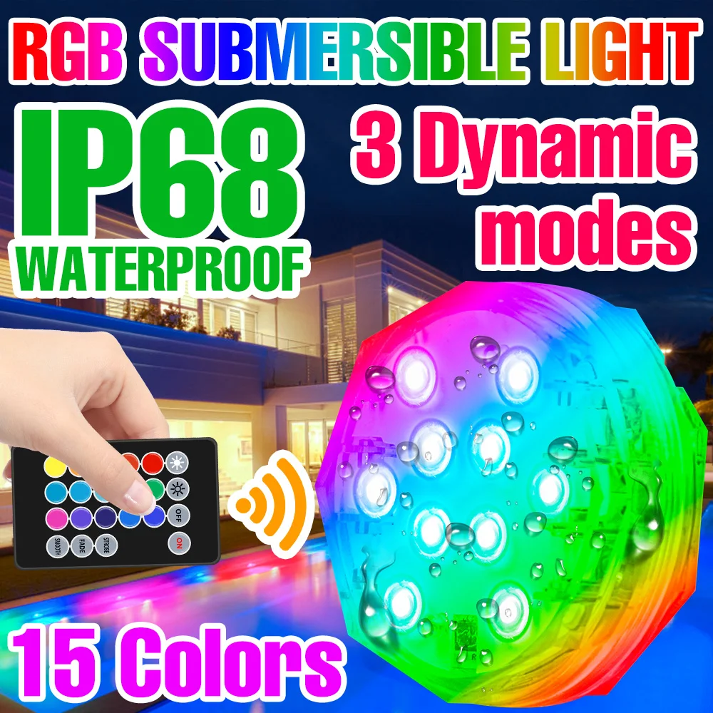 RGB Submersible Light Underwater Lights Led Aquarium IP68 Waterproof Outdoor Pond Party Decoration Fountain Atmosphere Lights