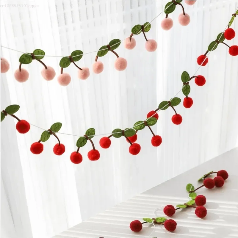 Wall Hanging Pendant Crystal Wall Hanging Glass Pendant Ornament Christmas Garland Decoration Christmas Ornament New Cherry Felt Ball Handmade Garland String Wall Hanging Ornament Hair Ball Pendant Kid Room Decoration Baby Shower Party Favor
