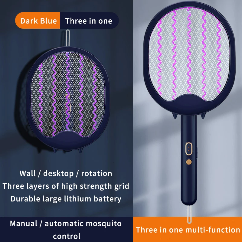 2 in 1 접이식 전기 모기 잡이채 USB 충전식 UV 루어 충격 방지 곤충 파리 가정용 킬러 트랩, 벌레 퇴치 모기 잡이채