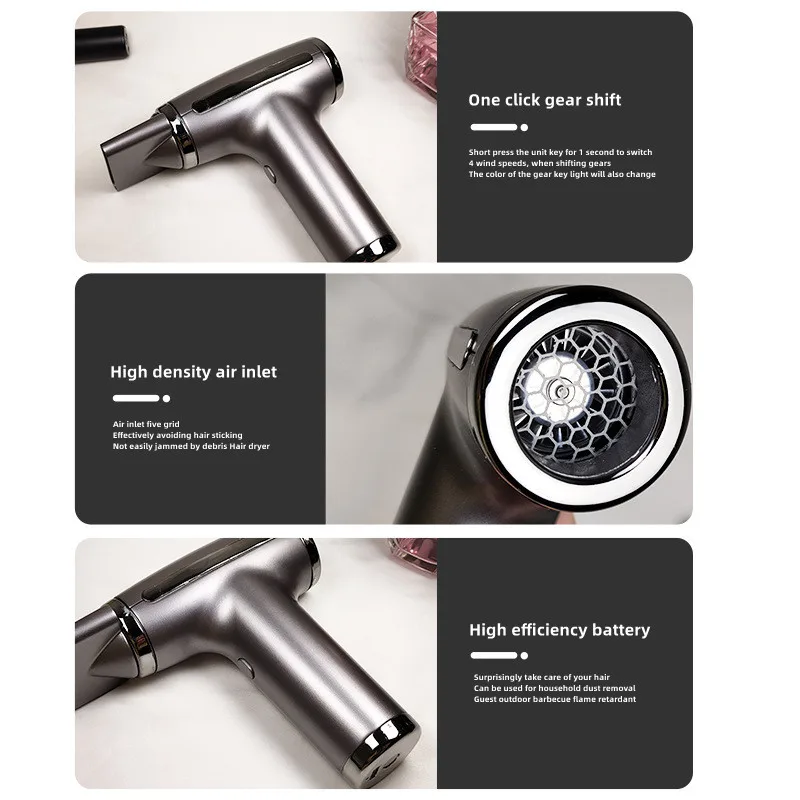 Wireless Hair Dryer Multifunctional Dust Blower Barbecue Carbon Blowing Small Air Gun Art Joint Examination Portable Hair Dryer 5