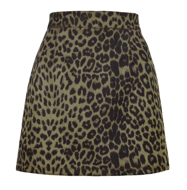 2021 Women's Suede Hip Wrap Skirt Sexy Leopard High Waist Zipper Autumn Winter A-line Skirt Girl Beige Universal crop top with skirt Skirts