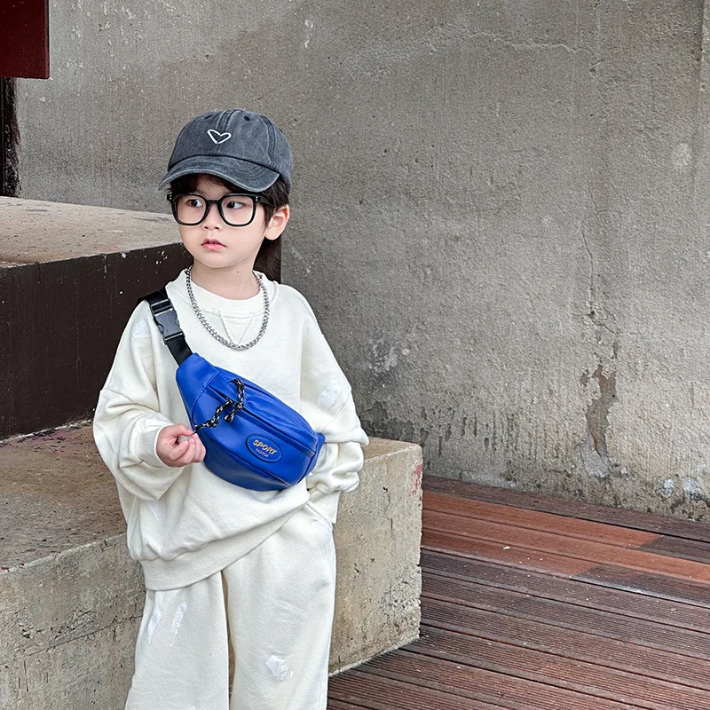 

Fashion Little Boys Luxury Pu Leather Fanny Pack Toddler Kids Cool Waist Bag Children Bum Purse