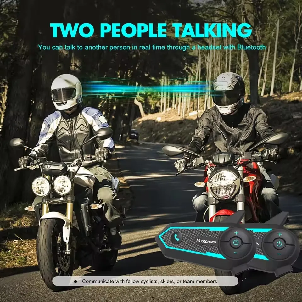 1/2 PCS Houtonsen S6 Motorcycle Intercom Helmet Bluetooth Headset 2 Riders 1000M Interphone Communicator Waterproof Full-duplex