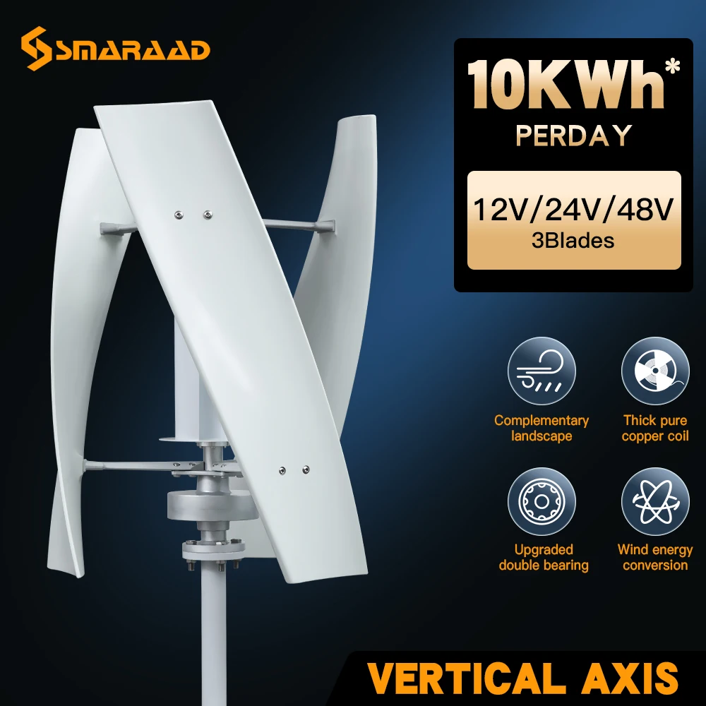 2000w Vertical Axis Wind Turbine 48V Alternative Energy Generator 220v AC Output Household Complete Kit with Controller Inverter