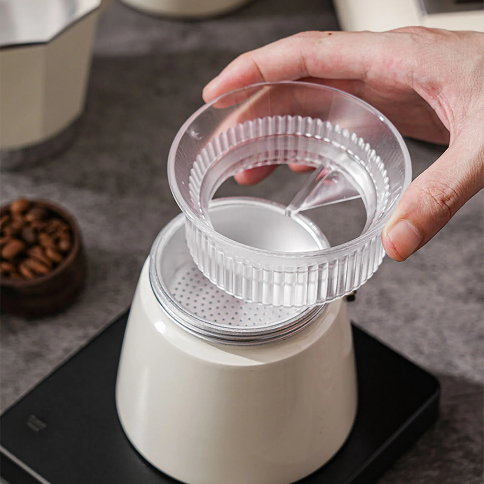 CoffeeTamperForMokaPotRotaryPowderDosingRingCoffeeDistributor