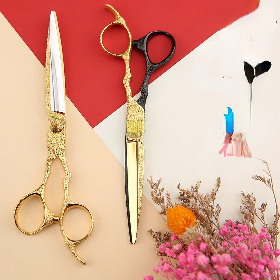

For Super Gu Alloy Hand-Carved Gold-Plated High-End Hairdressing Scissors Hair Scissors Straight Snips