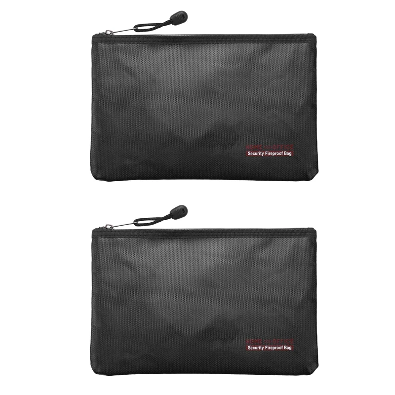 

2X Fireproof Money Safe Document Bag. NON-ITCHY Silicone Coated Fire & Water Resistant Safe Cash Bag