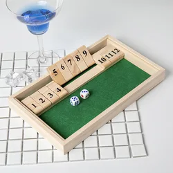 Wooden Shut the Box Dice Game - Classic Pub Style Family Board Game (Draw card)