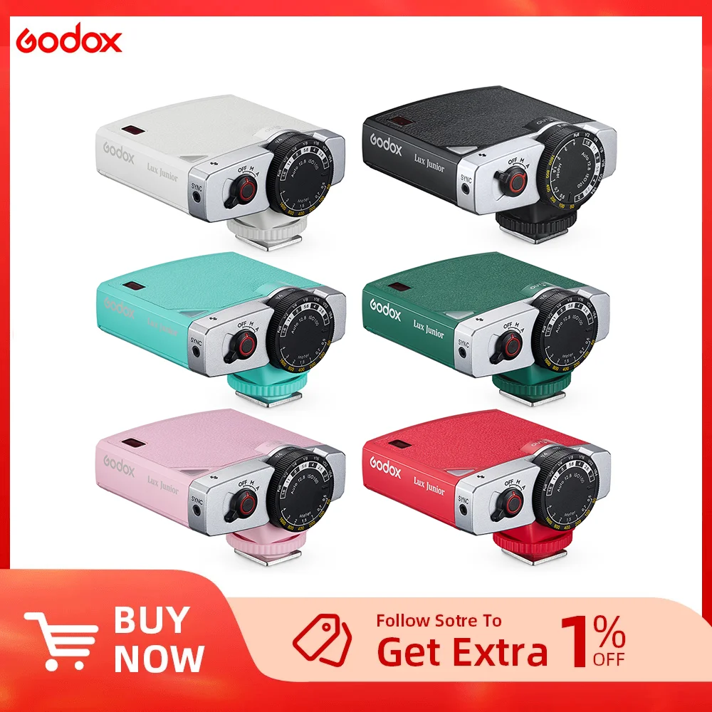Camera Flash Godox Color Lux Junior Camera Flash GN12 6000K&plusmn;200K 7 Levels Flash Speedlite Trigger for Canon Nikon Fuji Olympus Sony Camera
