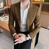 2024 High-quality stylish and handsome two-grain single-breasted suit jacket solid color business casual suit for men 1