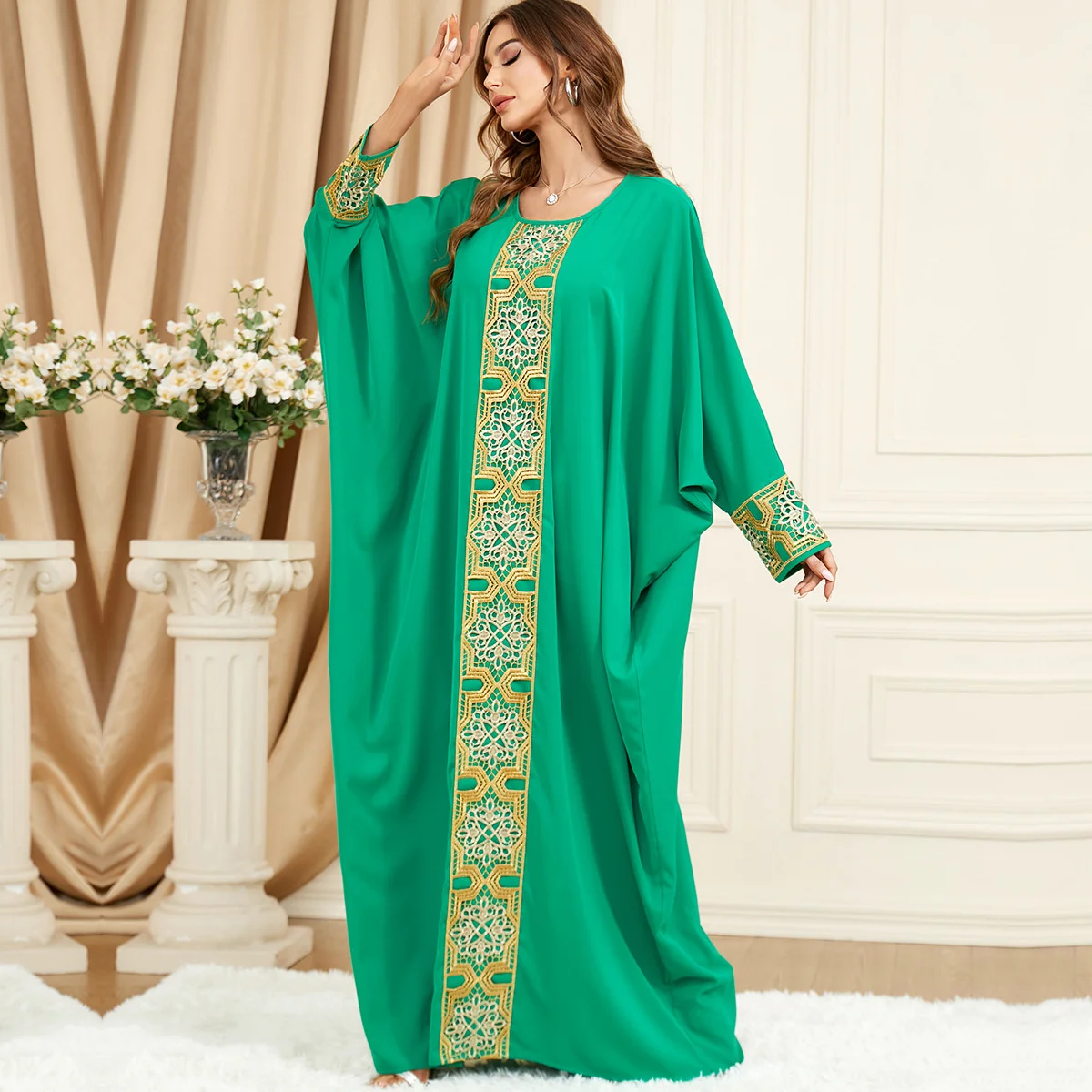 

Ramadan Maxi Abaya Print Jalabiya Bat Sleeve African Dress Kimono Cardigan Muslim Robes Vestidos Eid Islam Prayer Clothes