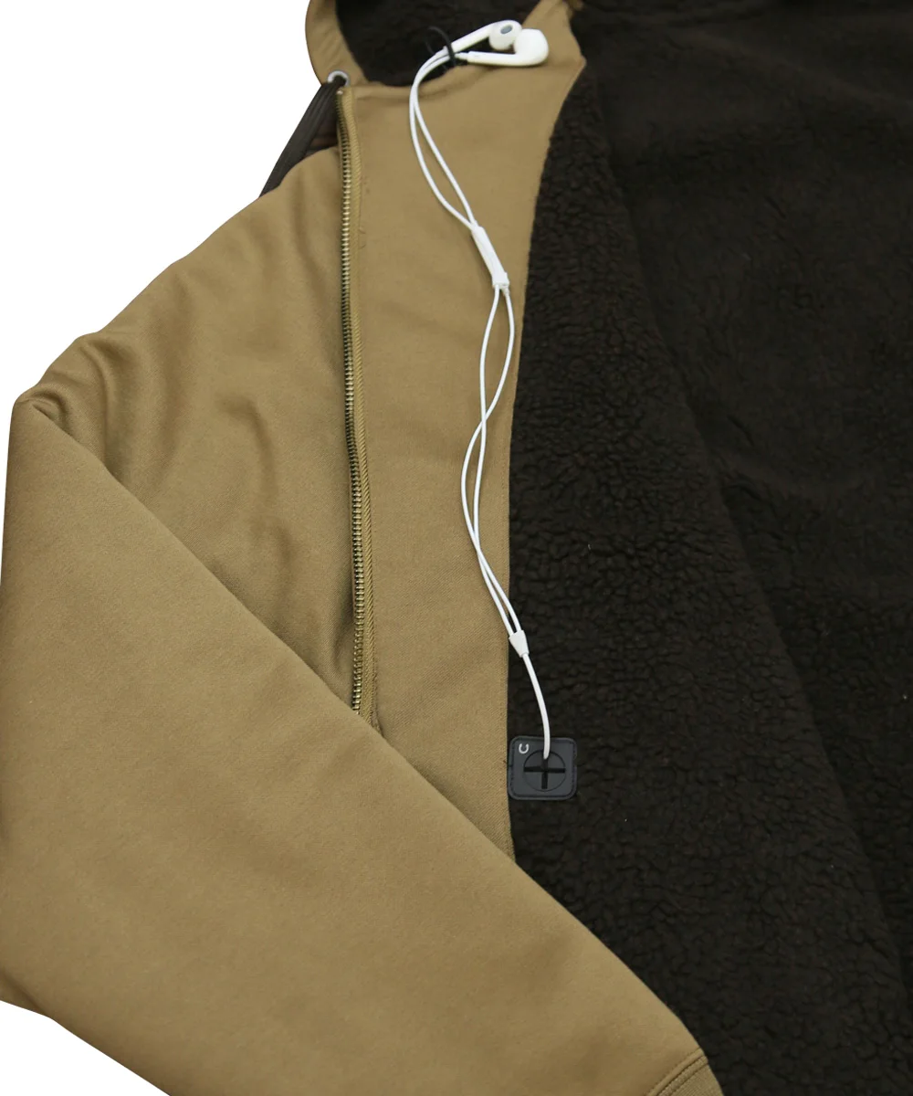 Men's Autumn And Winter Hooded Plush Thickened Sweater Cardigan Sweater Contrast Large Jacket Tactical Vest Outdoor Camping