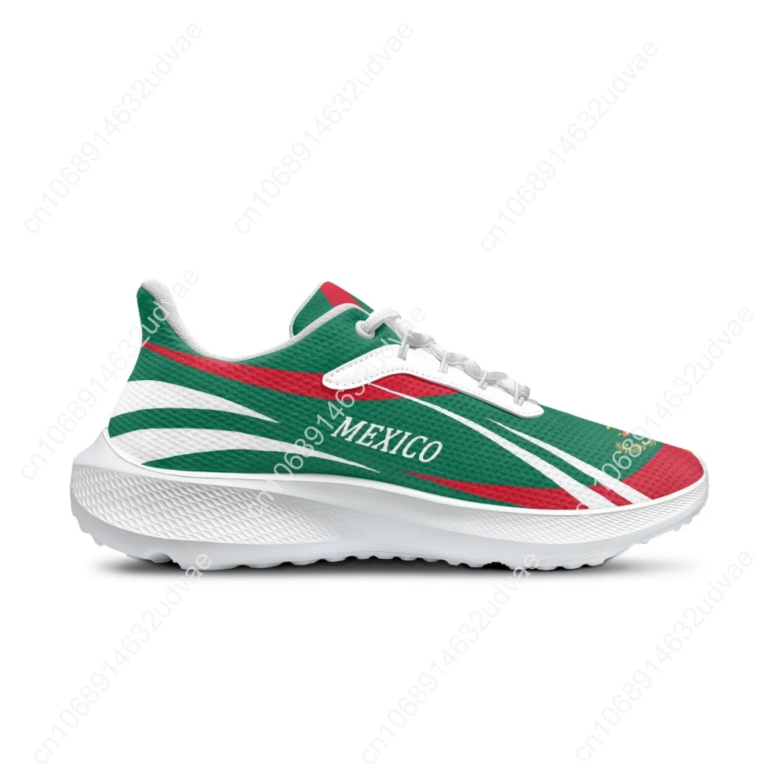 New Green Sneakers Women's Mexico Flag Lightweight Outdoor Sneakers Lace-up Casual Shoes Zapatos Mujer Planos