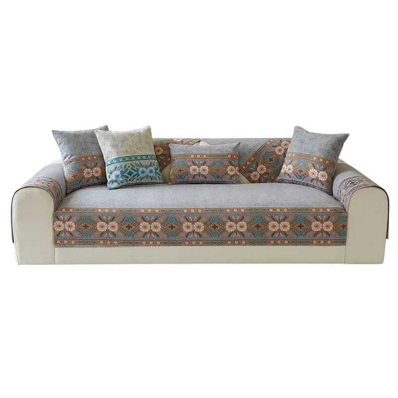 Modern And Simple Chenille Sofa Cushion Four Season Universal Bohemian Style Dustproof Anti Slip For Living Room Sofa Cushion 6