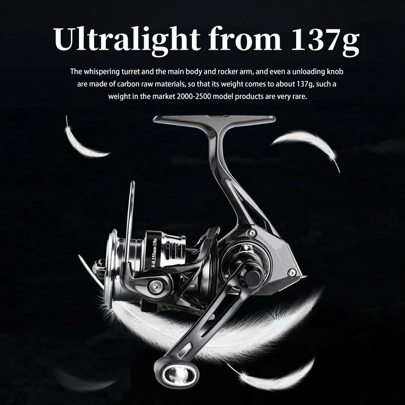 BEARKING QingYu 6 + 1BB Ultra Light Carbon 5.2:1 Spinning Wheel Slant Mouth Shallow Cup 137g Non Reverse Switch