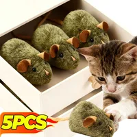 1/5pcs Interactive Mouse Plush Cat Chew Toy Squeaky Imitation Mice Bite-resistant Kitten Toy Interactive Plush Cat Toy Supplies 1