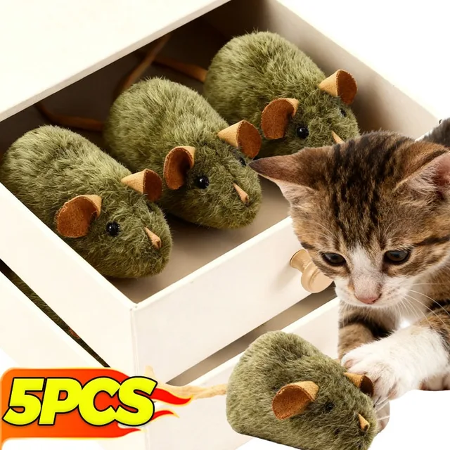 1/5pcs Interactive Mouse Plush Cat Chew Toy Squeaky Imitation Mice Bite-resistant Kitten Toy Interactive Plush Cat Toy Supplies 1
