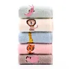 1Pcs 25x25cm 100% Cotton Cartoon Animal Embroidered Small Square Towel Baby Hand Wash Face Towel 2