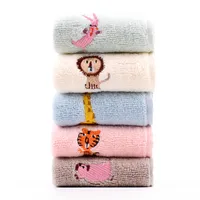 1Pcs 25x25cm 100% Cotton Cartoon Animal Embroidered Small Square Towel Baby Hand Wash Face Towel 2
