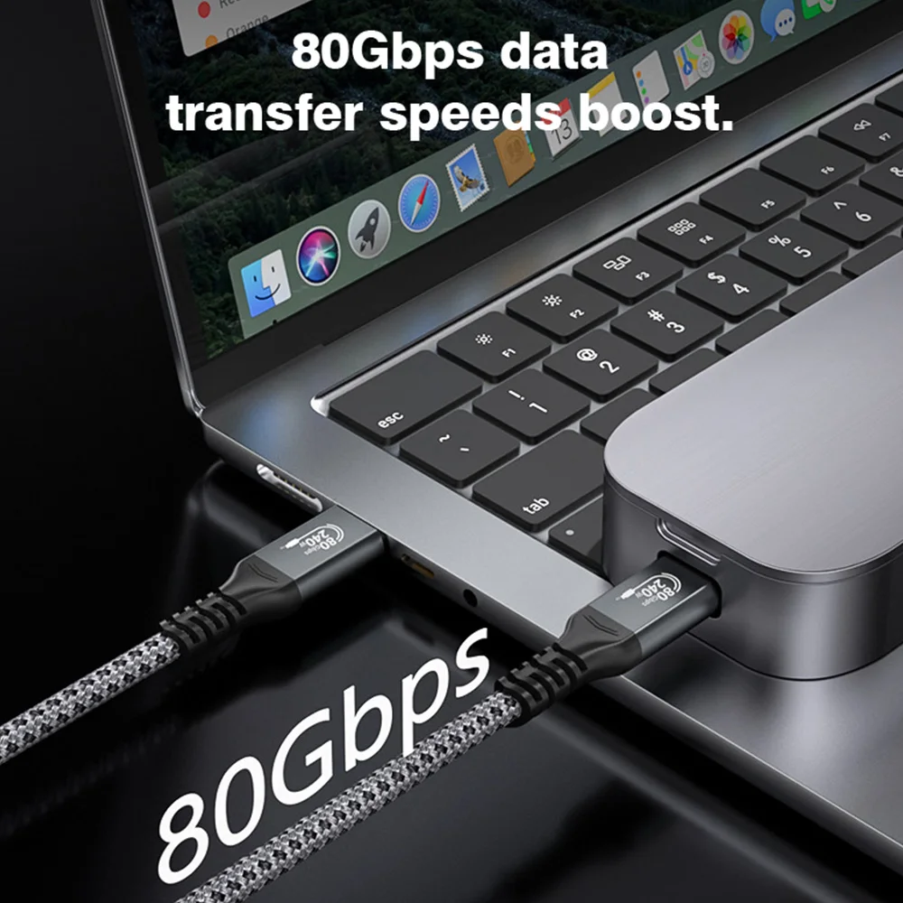 USB4 케이블 PD240W 80Gbps 4K 144Hz 타입 C 고속 충전 썬더볼트 3 풀 기능 USB C to C 데이터 전송 케이블 노트북용