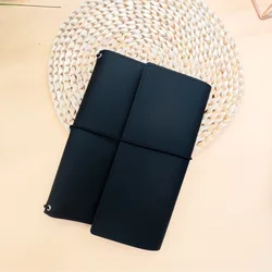Vintage Crazy Horse Leather Refillable Notebook Organizer - A5 Loose Leaf Journal Cover (Black Cover)