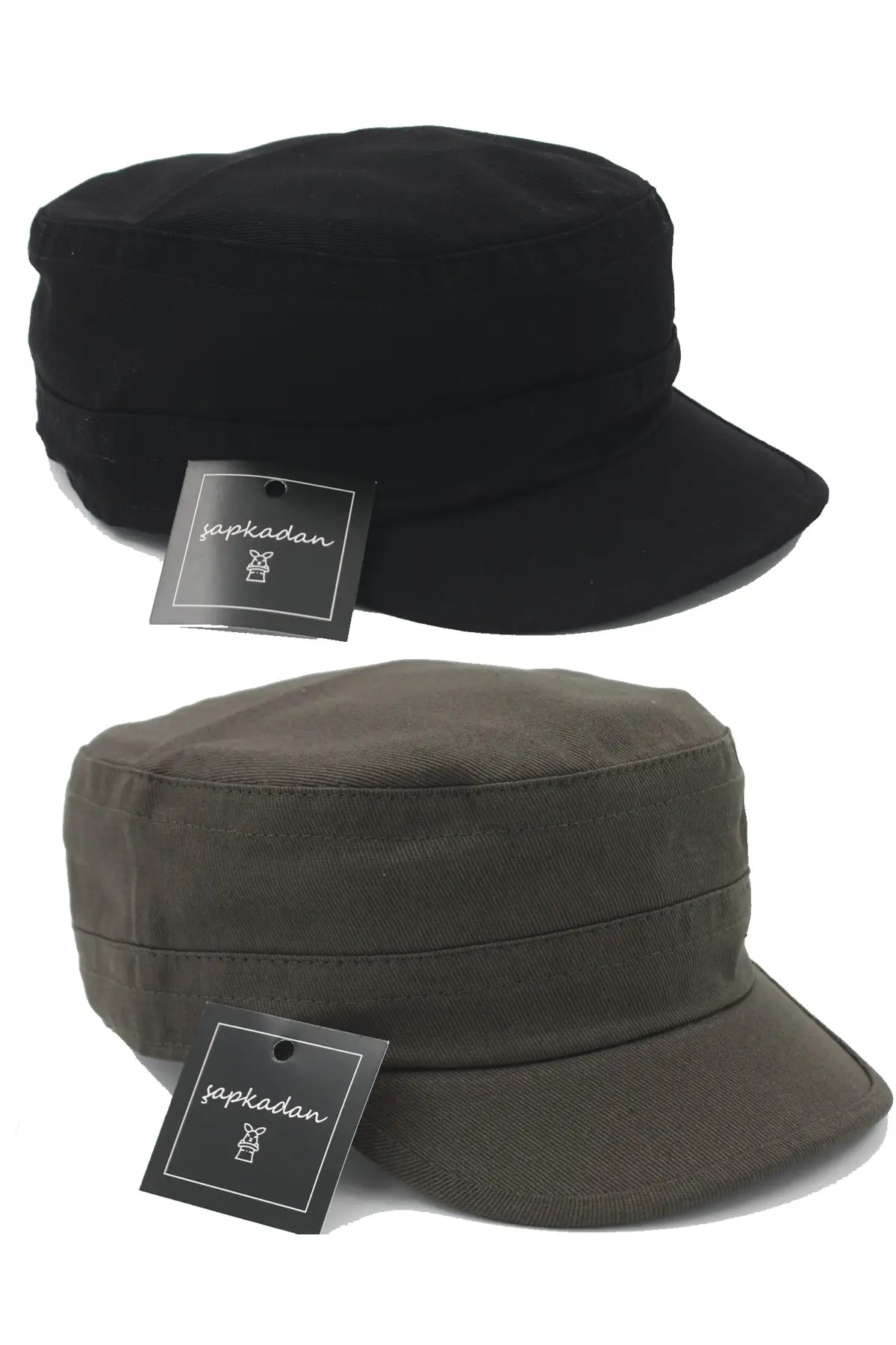 set-doppio-cappello-nero-e-kaki-castral-kastro-set-unisex