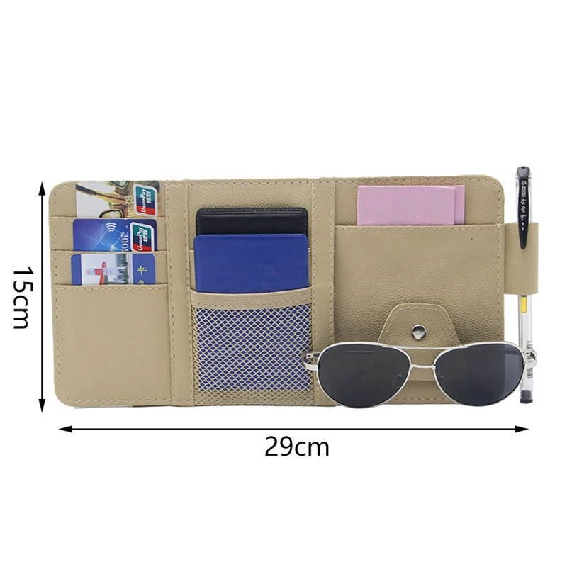 Organizer Multifunzione per Parasole Auto, Accessorio Interno Auto con Tasche Multiple, Porta Documenti per Auto - immagine 5