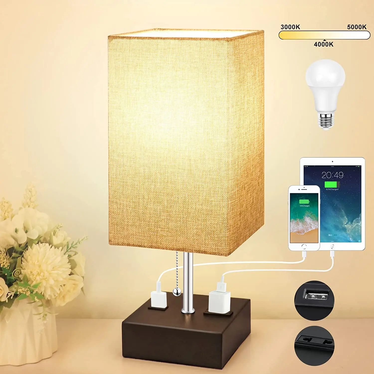 Bedroom Nightstand Lamps Usb Nightstand Lamp Usb Port Nightstand Lamps Outlets Desk Lamps