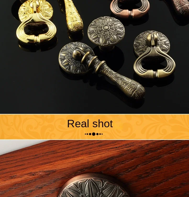 Description Picture 3 of item1PCS Retro Solid Antique European Furniture Pulls Handles Drawer Knobs Cupboard Wardrobe Kitchen TV Wine Cabinet Pulls Knobs