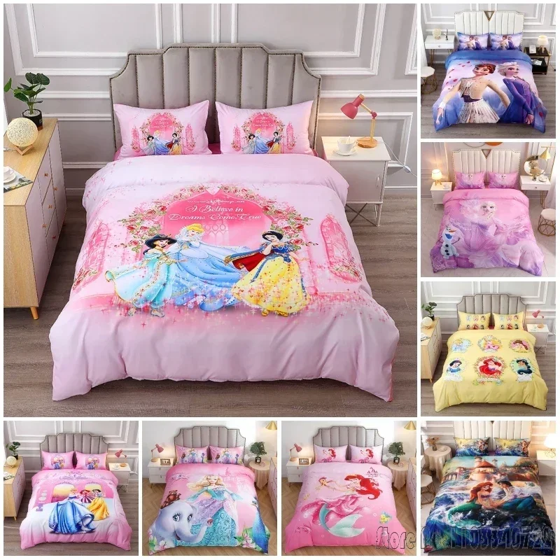 Cinderella Jasmine Princess Snow White Bedding Sets Duvet Cover Set HD Comforter Cover for Kids Bedclothes Bedroom Decor 2