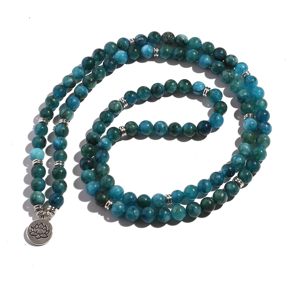 Braccialetto Mala Elastico Con 108 Perline Di Agata Indiana – Gioiello Curativo Per Meditazione E Intenzioni