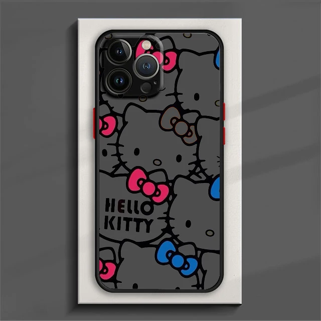 thumbnail image 1 of Funda de teléfono Sanrio Hello Kitty para iPhone, 15, 14, 13, 12, 11 Pro Max, mini, XS, XR, X, 8, 7, 6 Plus, SE, cubierta translúcida esmerilada de TPU, 1 of 5