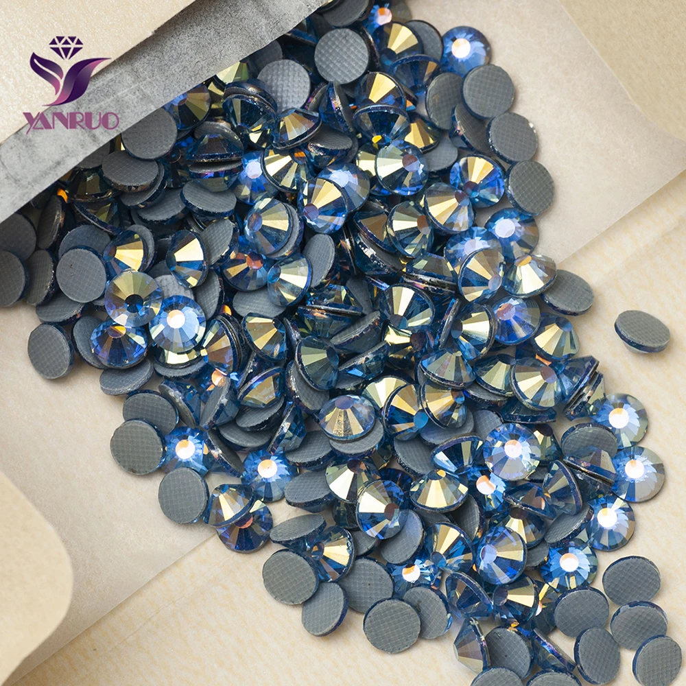 

YANRUO 2058HF Light Sapphire AB Strass hotfix Rhinestone Transfer Gemstones for Clothing
