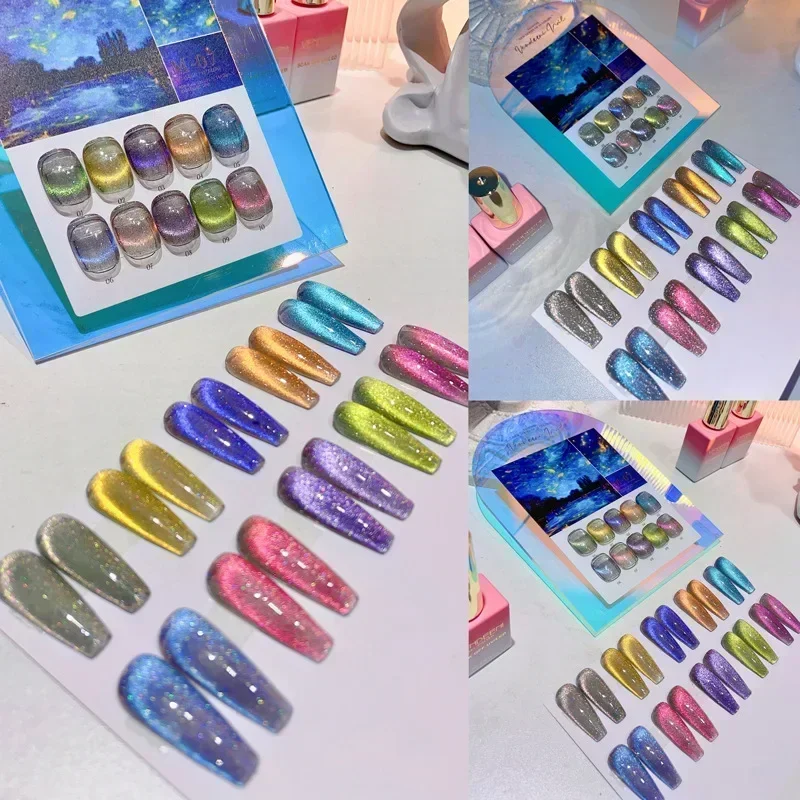Cat Magnetic Gel Nail Polish 9D Laser Diamond Glitter Cat Eye Gel Semi-Permanent Soak Off UV LED Varnish Nail Art Design 2
