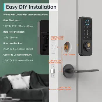 Hornbill Fingerprint Smart Door Lock G2 Wifi Gateway Keyless Entry Front Deadbolt Locks Digital Lock Waterproof Home Security 4