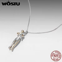 WOSTU – collier avec pendentif en argent véritable 925 pour couple, collier bicolore en argent et or pour lui et pour elle, cadeau de saint valentin 3