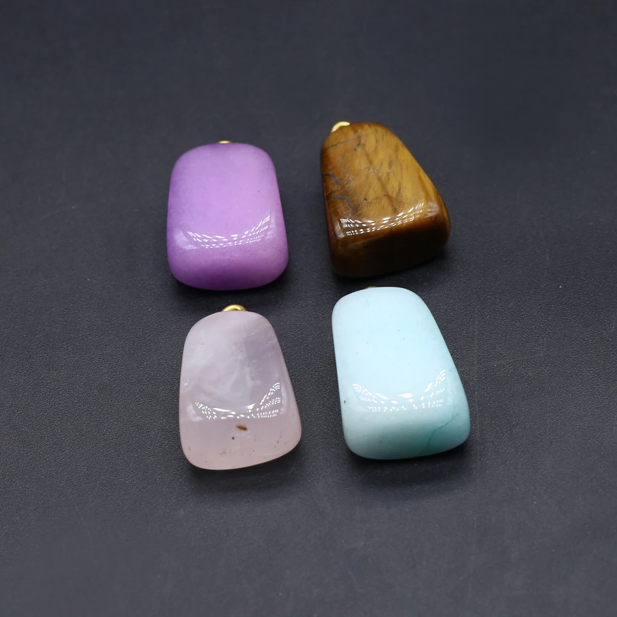 15PCS Natural Semiprecious Tiger Eye Stone Rose Quartz Irregular Shape Pendant Jewelry Making DIY Necklace Accessories Gift