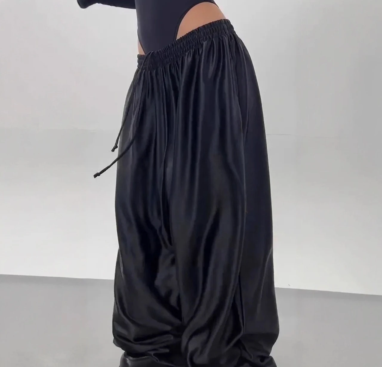 Spring Summer 2026 New Women's Drawstring Casual Floor Pants Wide Leg Pants